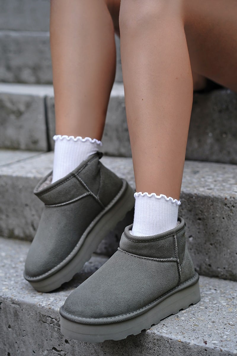 Khaki kožené snehule 5-26352